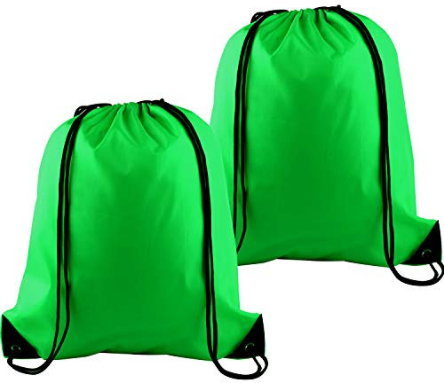 PLULON 2 Stück Kordelzugbeutel Großpackung Grün Kordelzug-Rucksack Cinch-Sack Sport-Gymnastik-Rucksack Taschen für Yoga Reisen Outdoor-Sport