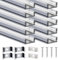 LASLUX 10x Profilé Aluminium pour Rubans LED 1M (10m) – Goulotte aluminium pour éclairage LED linéaire, 17.4 x 7mm – Compatible ruban LED large jusqu'à 12.1mm