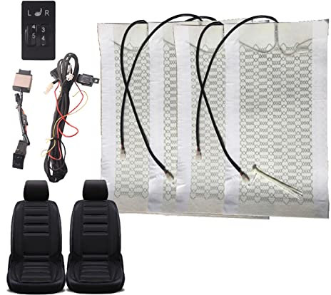 MKTKFVVEX 12V 2 Sitze 4 Pads Universal Kohlefaser beheizter Sitz Heizheizung 5 Levelschalter Winterwärmerabdeckungen Heizungsteile und Zubehör