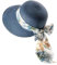 Chapeau de paille pliable à large bord pour femme - Chapeau de plage à large bord pliable et réglable, bleu marine, L