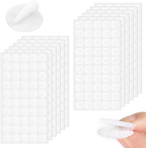 KILDOWS 600 Piezas Adhesivo Redondo, 20mm Puntos Adhesivos Doble Cara 300 Pares Cinta de Puntos Autoadhesiva de Gancho y Bucle Redondos Blanco Cintas Adhesivo per Bricolaje Artesanías Hogar Oficina