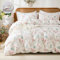 Freyamy Housse de Couette Fleurie 240x260+2 Taie d'oreiller 65x65cm Blanc Rose Coloré Floral Ado Parure de lit en Microfibre Papillon Fleurs Sets de Housse Couette en Microfibre avec Fermeture Éclair