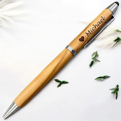 Mr.Zollstock Holzkugelschreiber als Geschenk aus Olivenholz - Kugelschreiber mit Namen - Personalisierter Kugelschreiber mit Gravur - Stift mit Gravur