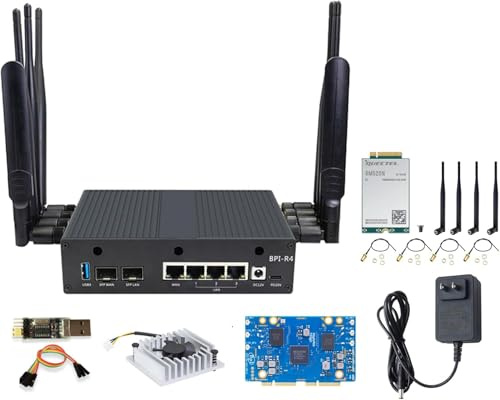Banana Pi BPI-R4 WiFi 7 Router Board OpenWRT - DDR4 4GB/8GB RAM-MediaTek MT7988A (Filogic 880) SoC, 4G/5G Wireless Router, 2X 10GbE SFP 4X GbE for NAS Smart Home Gateway (RM520N 5G Kit, DDR4 4GB)