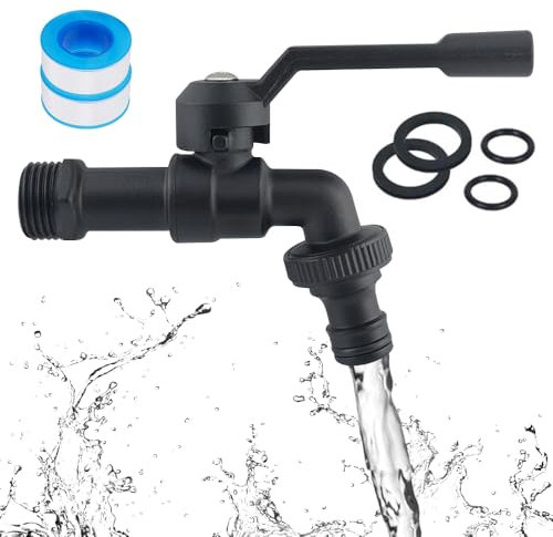 CLIUNT 3/4 Zoll Wasserhahn garten, Kugelhahn Aussen Frostsicher und rost, -20℃-100℃, Wasserhahn Aussen mit Schlauchanschlüsse+2 Trommeldichtband,Auslaufhahn aussen für Garten Waschmaschine Regentonne