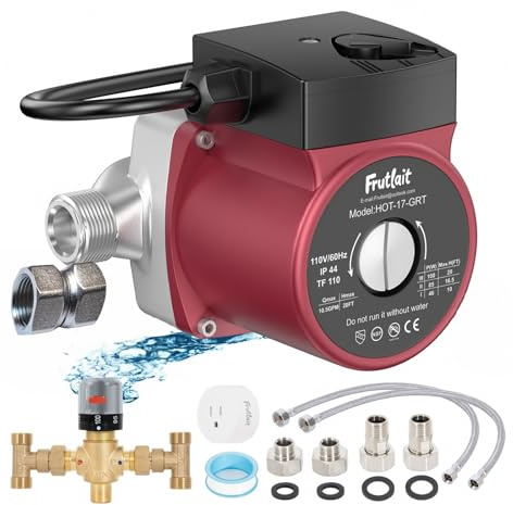 Hot Water Recirculating Pump Kit for Tank Water Heaters – 3-Speed Pump, Thermostatic Bypass Valve, WiFi Smart Plug, 2 Adapters, 1/2 to 3/8 Food-Grade Hoses, Easy DIY Install