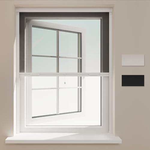 DTCH® Insektenschutzrollo 65 x 150 cm Weiß Profil mit Schwarzes Netz, Größen von 60 bis 150 Breite, Fliegengitter Rollo Fenster, Insektenschutz Fenster