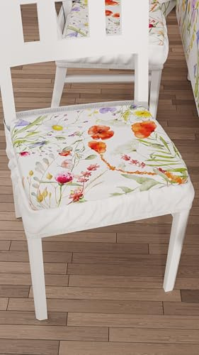 PETTI Artigiani Italiani – 6er-Set Stuhlkissen für Küchenstühle mit Gummizug, Mikrofaserbezüge, Stuhlkissen mit Gummiband, Design Blumen 10, 100% hergestellt in Italien