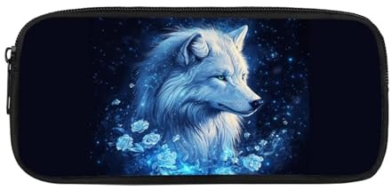 Showudesigns Wolf-Federmäppchen für Jungen, Alter 6, 7, 8, 9, 10, Stifteetui, Rose, tragbar, groß, Stifteetui, Box für Büro, Uni, Schulbedarf, Schreibwaren, Make-up-Taschen
