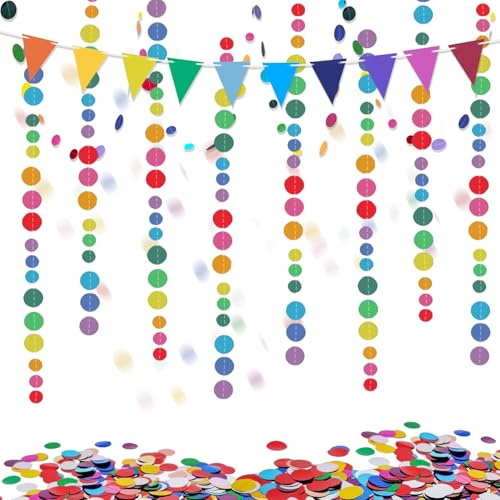 Karneval Deko Girlande luftschlangen,Faschingsdeko Konfetti Bunt, Girlanden Fasching deko für Einschulung,Party,Faschingsparty
