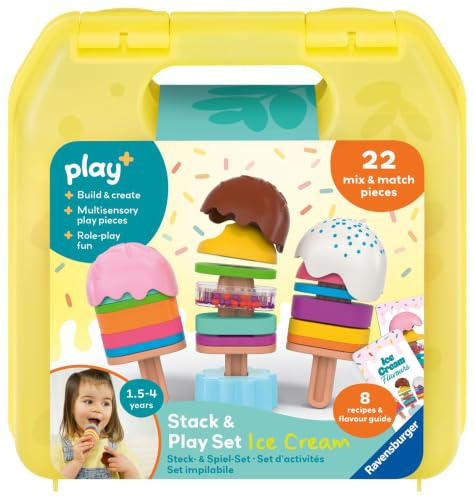 Ravensburger Play+ Steck- und Spiel-Set: Mix Dein EIS - Ab 1,5 Jahre | To-Go Eis-Spielzeug, Rollenspiel für Spielküche und Eisdiele, Geschenk für Jungen und Mädchen