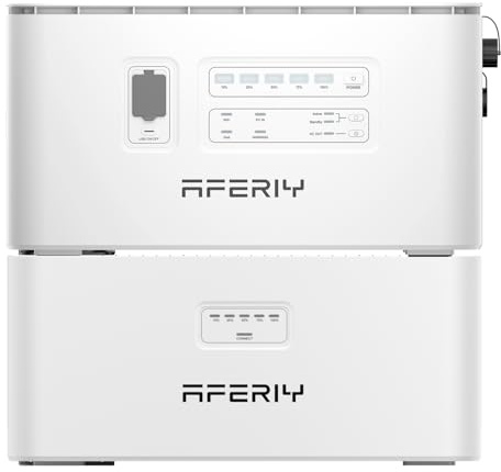 AFERIY PS240 avec PS240-B, Station Solaire de Balcon 3916Wh, 800W Réseau/1200W Hors Réseau, Entrée PV 2400W, IP65, Plug & Play, Système Solaire Tout-en-Un pour Balcon, Maison, Extérieur
