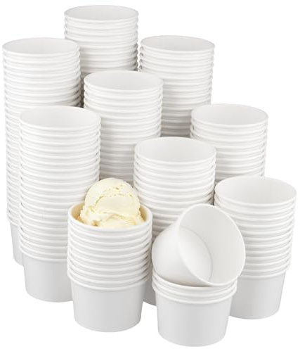CHIHEUNG 200PCS Paper Ice Cream Cups, 3oz Frozen Yogurt Cup, White Dessert Cups for Sundae, Yogurt, Snack