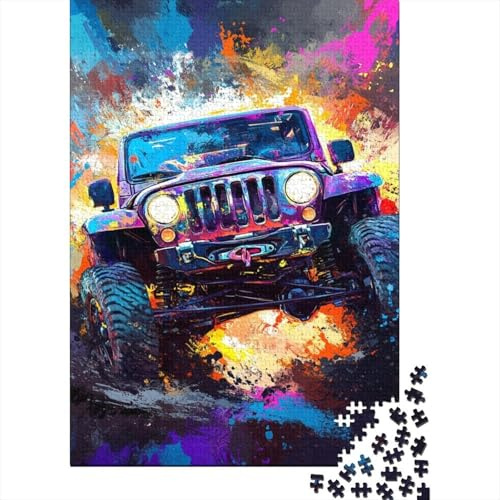 Offroad Jeep 1000 Teile Puzzle Puzzle für Erwachsene Graffiti Kunststil Entspannung Konzentration Familienspiel Dekor Geschenk 38x26cm/1000pcs
