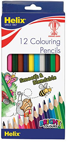 Helix Buntstifte / Farbstifte für Kinder, 18 cm, farblich sortiert, 12 Stück