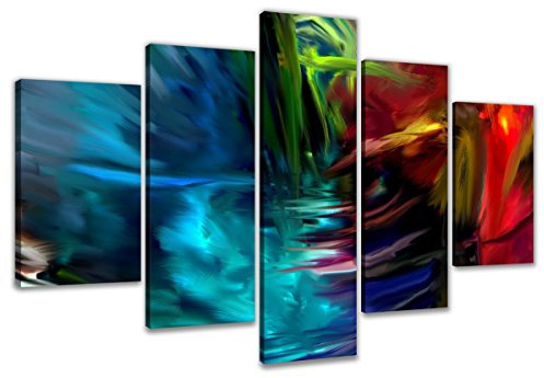 Visario Bild und Kunstdruck 200 x 100 cm ! auf Leinwand abstrakt Nr 6315 fertig gerahmte Bilder 5 Teile Marke original