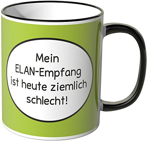 WANDKINGS® Tasse, Spruch: Mein Elan-Empfang ist Heute ziemlich schlecht - SCHWARZ