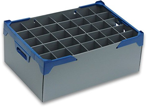 Champagne Flute/Champagne Glass Storage Box, Glassjacks - Pack of 1, 35 Cells, Champagne Flute Storage for Glass Max Width 65mm & Glass Max Height 195mm