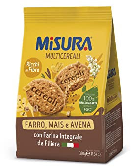 Misura Biscotti Integrali Multigrain | con Cereali Croccanti | Confezione da 330 grammi