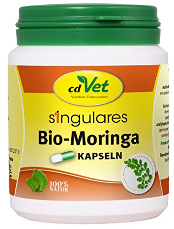 cdVet Naturprodukte Singulares Bio-Moringa 200 Kapseln - Dog, cat, horse, rabbit - feed material - rich in vitamins + nutrients + amino acids + iron - from organic farming -