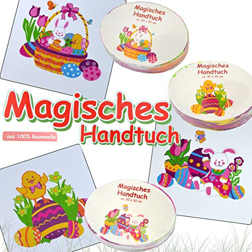 Cepewa 3X Magisches Handtuch Ostern Hase Huhn Tier Waschlappen 30cm Kinder Mitgebsel