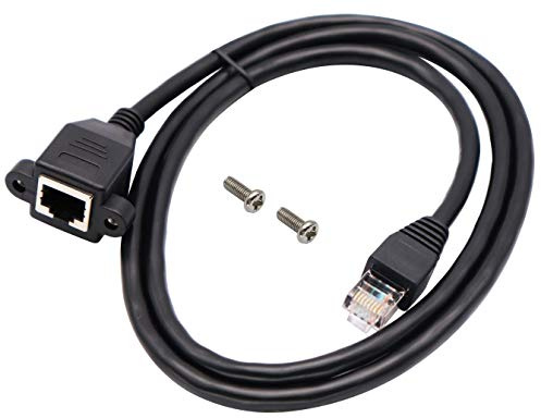 AAOTOKK Cat 6 Network Ethernet Cable RJ45 Male to Female Shielded Ethernet Network Connector Screw Panel Mount Extension Cable for Router, Modem (1M/3ft)
