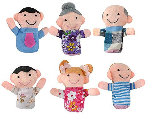 Fingerpuppen Set Familie 6 Stück Bunt Weich Stoff Theater Fantasie Kinder Babys 5957