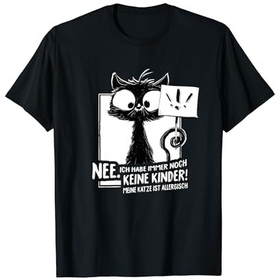 Schwarze Katze Allergisch Spruch Katzenliebhaber Katzen Miau T-Shirt