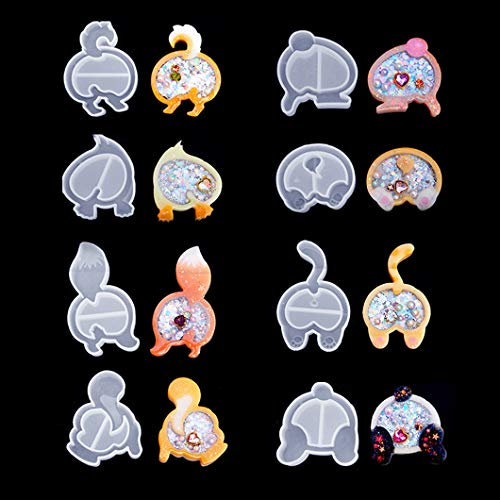 iSuperb 8 Stück Silikonform Epoxidharz Shaker Treibsand Anhänger Resin Form Schlüsselanhänger Harz Schmuck Formen Gießform für Halskette Dekoration