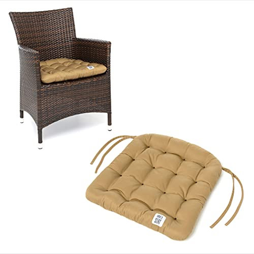 HAVE A SEAT Luxury | Sitzkissen 48 x 46 cm (2 St.) - bequemes Stuhlkissen - orthopädisch, wetterfest, waschbar bis 95° C, Trockner geeignet - Made in Germany (48x46 cm - 2er Set, Beige)