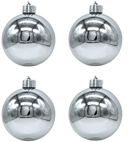 DARO DEKO Weihnachts-Kugel XXL Ø 20cm - 4 Stück Silber glänzend