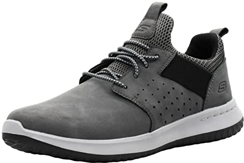 Skechers Men's Delson Axton Trainers, Grey Black, 10 UK