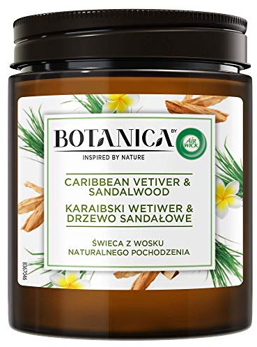 Air Wick Botanica Duftkerze aus Naturwachs mit Duft Karibik Vetiver & Sandelholz 205g
