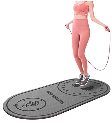 UNHU Springseil Matte Yogamatte Stoßdämpfung Mute Dancing Pad für Springseil Yoga Fitness Indoor Seilspringmatte rutschfeste Wasserdicht Gymnastikmatte Fitnessmatte 127x63x0.6cm (Grau)