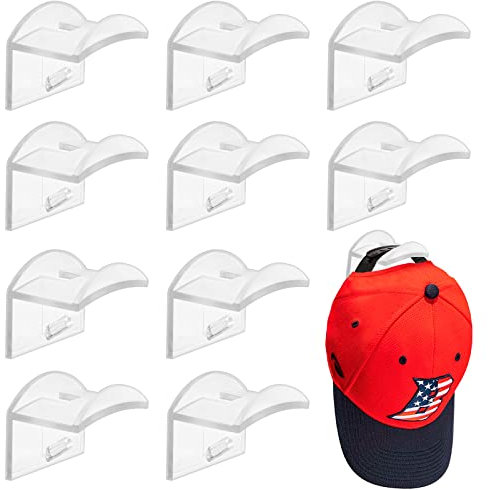 Vibbang 10 Stück Selbstklebende Hut-Halter, Kappenhaken für die Wandmontage, kein Bohren, Hut-Regal, Organizer, starker Halt für Baseballkappen, Moderne Hut-Kleiderbügel, Aufbewahrung (transparent)