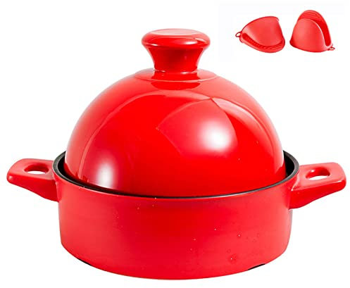 YLWX Olla Tajine Maceta De Barro, Tajine Olla De Barro Marroquí, Cerámica De Olla De Cocción Lenta Tradicional Artesanal 1,3 L