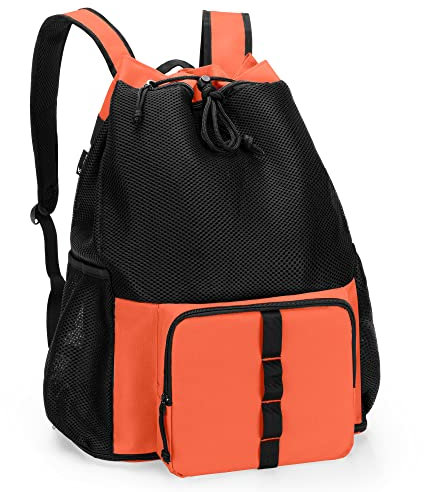Fasrom Mesh Strandrucksack mit Reißverschluss unten, Sport Gym Rucksack zum Schwimmen, Strand und Pool(Patent Angemeldet), Orange