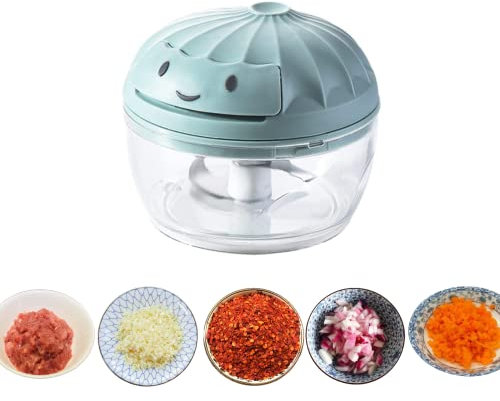 Manual Food Chopper Stainless Steel Blades Hand Chopper Pull String Hand Food Shredder for Vegetable Onions Meat Garlics Chopper