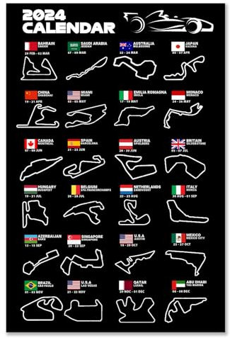 Doforyou F1-Poster, Wandkunst, Bild für Jugendzimmer, Büro, Formel-1-Dekoration, Merchandise, Racing-Geschenk (60 x 40 cm)
