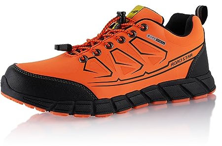 Fusskleidung® Damen Herren Wanderschuhe Softshell Trail Running Trekkingschuhe Orange Schwarz EU 42
