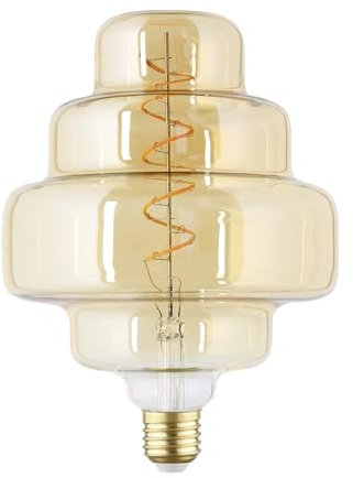 EGLO XXL E27 Lampe dimmbar, Spiral LED Retro Glühbirne Big Size, extra-großes Vintage Deko Leuchtmittel in Amber, 4 Watt, 200 Lumen, warmweiß, 2000 K, L 20,5 cm