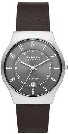 Skagen Herrenuhr Sundby Quarz/3 Zeigerwerk/Datum 40 mm Gehäusegröße mit Lederarmband SKW6909