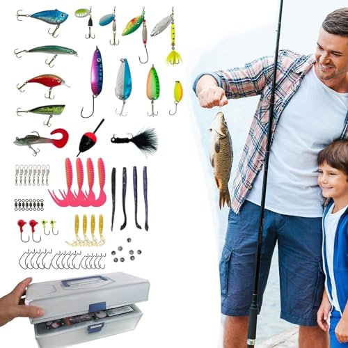 MOCIUN Fishing Tackle Advent Calendar, Creative Fishing Accessories, 24 Days Fishing Lures Set, Christmas Tackle Box for Fishing Lovers, Husband & Gifts