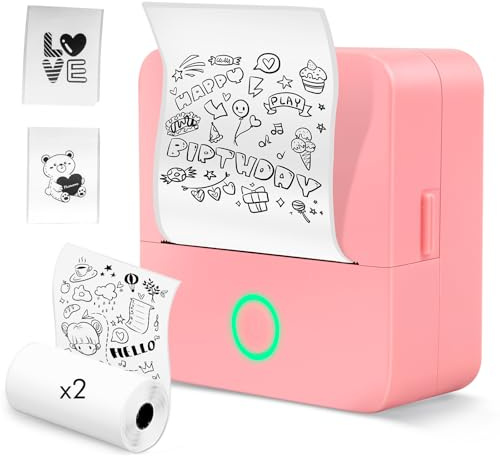 Etikettendrucker Selbstklebend, Etikettendrucker Bluetooth, 2 Roll Etikettiergerät Mini Label Printer Ettikettiergeraet Labeldrucker