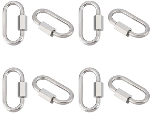 UNICRAFTALE 8pcs 304 Stainless Steel Oval Screw Lock Carabiner Keychain Clasps in Platinum for DIY Bracelet Necklaces Keychain Jewelry Making