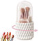 Taasmoog Kosmetik Make Up Organizer, 360° Drehbarer Pinselhalter Pinsel Aufbewahrung mit Deckel 5 Fächern Makeup Brush Holder Lidschattenpinsel Lippenstift Etui für Schminktisch Bad