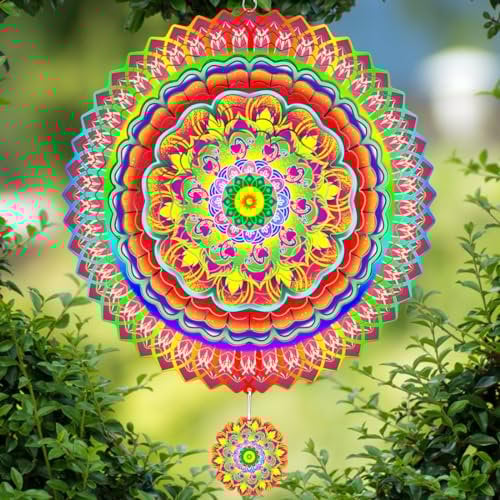 Mandala-Windspiel für Hof und Garten, 30,5 cm, Windspiel für den Außenbereich, Mandala-Geschenke, Geschenke für Frauen, Motte, Großmutter, Mutter W, IFE M, en Vater, Garten, Dekoration, Metall