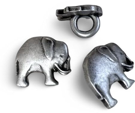 10 Stück Mini Elefant niedliche sehr kleine silber matt farbene Metallknöpfe 10mm zum Annähen