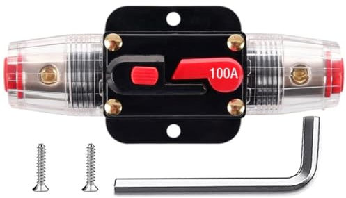 Greluma 1 pezzo100A Interruttore in linea ripristina fuse,12V-24V DC ripristina il supporto per fusibili con ripristino manuale per la protezione del sistema audio della barca marina automobilistica