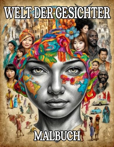 Welt der Gesichter Malbuch: Ausmalbuch für Erwachsene und Jugendliche mit 50 Motiven von schönen Gesichtern von Frauen, Männern und Kindern aus aller Welt zur Entspannung und mehr Achtsamkeit